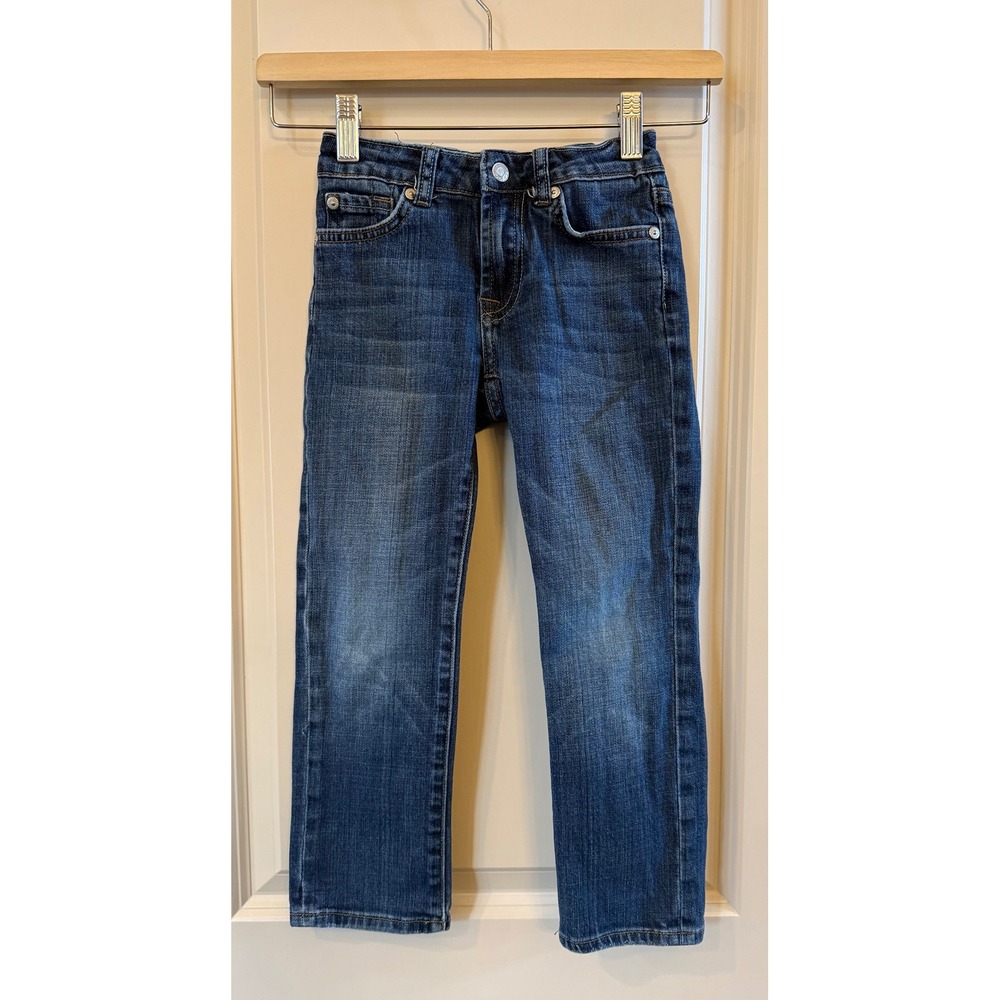 7 For All Mankind Girls Md Wash Straight Leg Adjustable Waist Denim Jeans Size 5